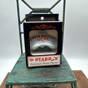 Starr X OPEN BOTTLE HERE Stationary Bottle Opener w/Screws Brown Mfg. Co. NIB